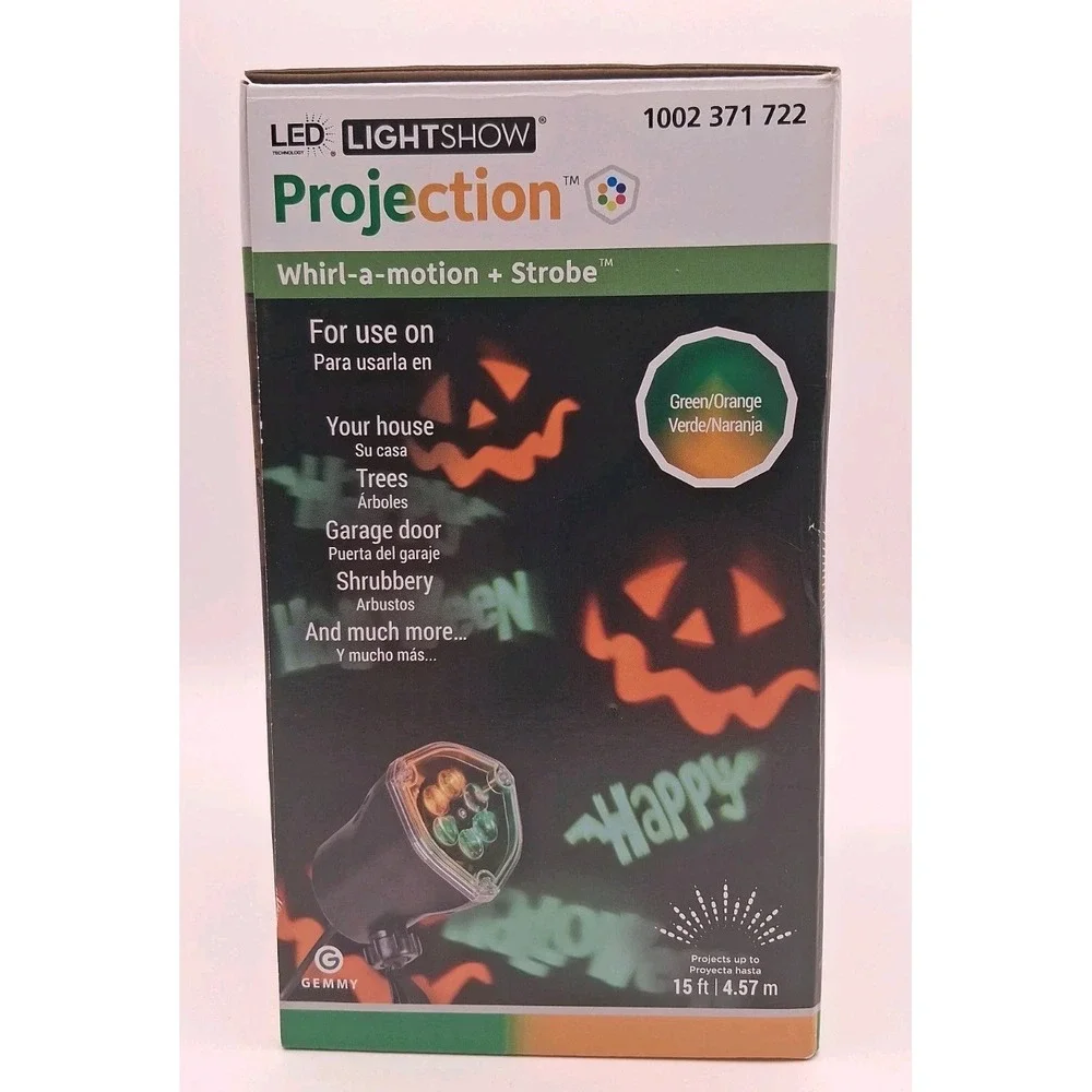 Gemmy LED Lightshow Projection Halloween Whirl A Motion + Strobe New In Box
